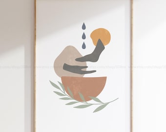 Jesus Washing Feet Printable, Mid Century Abstract Religious Art, Christian wall art Aesthetic, Colorful Christian Decor, Christian Gifts