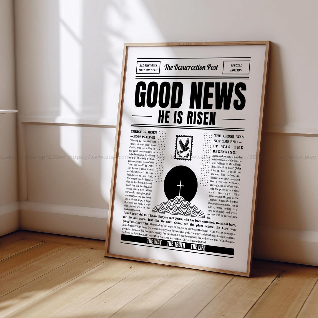 He is Risen Easter Christian Art Resurrection Poster the Good News ...