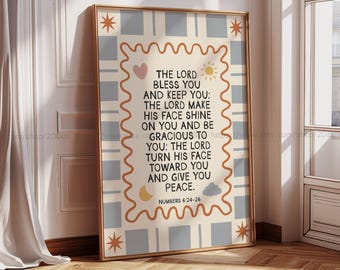 The Lord Bless You and Keep You Numbers 6:24-26 Kids Bible Wall Art Christian Nursery Decor