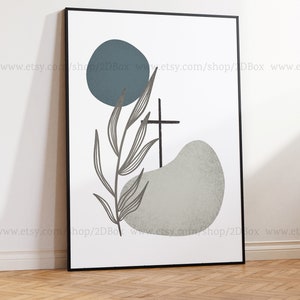 Abstract Christian Home Decor for Livingroom in Cool Blues and Grays ...