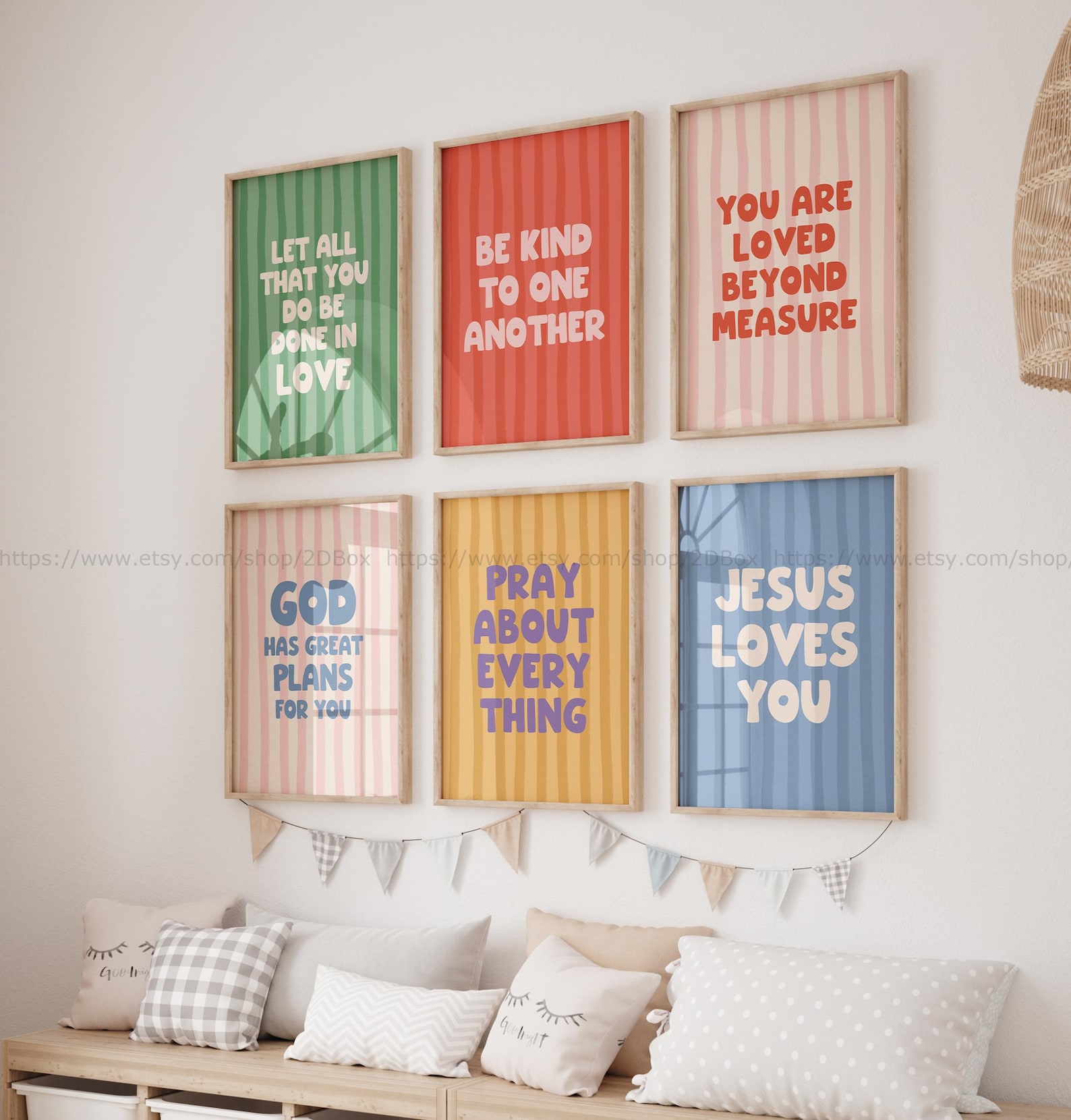 Kids Christian Wall Art Set Colorful Inspirational Bible Verse Posters ...
