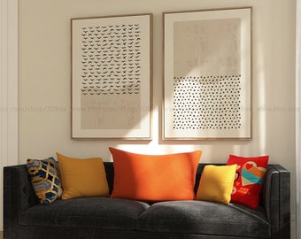 Set of 2 Biblical Prints, Look at the birds, Consider the lillies, Minimalist Abstract Christian Poster, Neutral Beige Christian Art