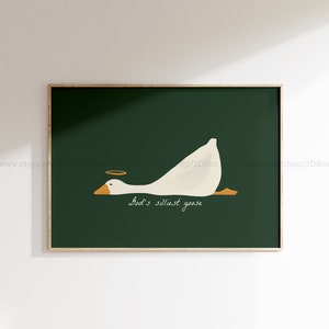 God&#39;s Silliest Goose, Christian Children&#39;s Room Decor, Green Nursery Wall Art, Green Goose Print, Green Baby Room Wall Art, Biblical Nursery