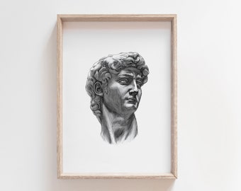 David of Michelangelo | Portrait | Sketch | Drawing | Poster | Printable Art | Clasic Artwork