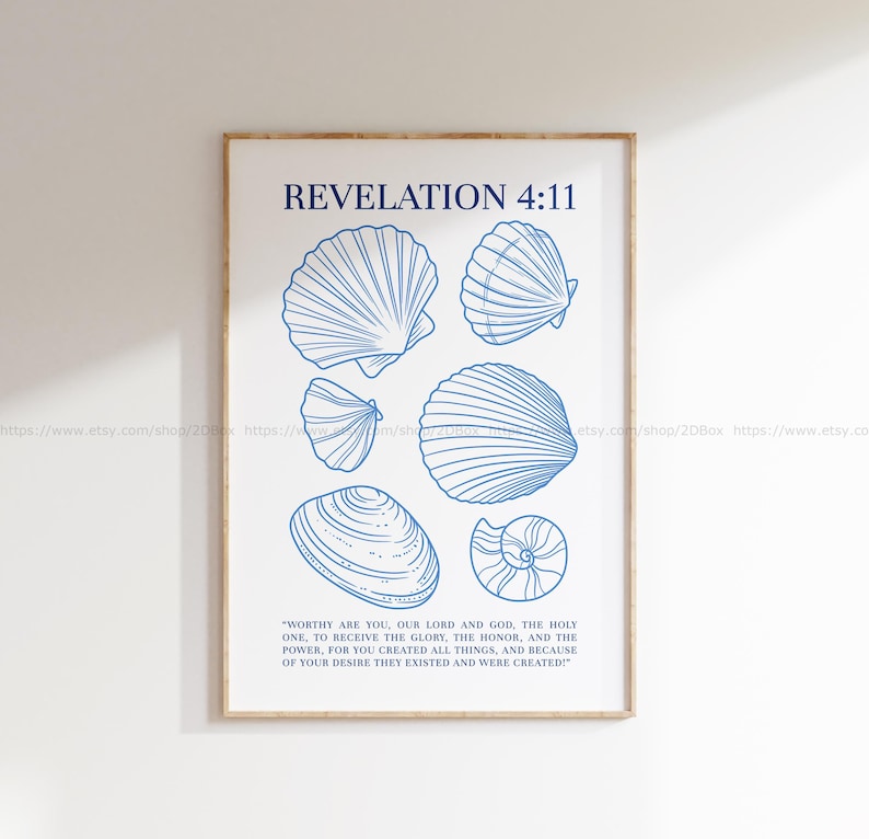Blue Christian Posters Set of 3 Beach Theme Christian Decor Minimalist ...