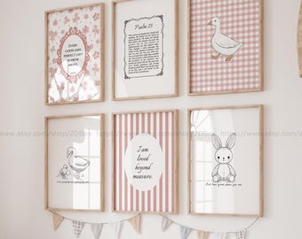 Pink Christian Nursery Decor Baby Girl Nursery Bible Verses Christian Playroom Wall Art