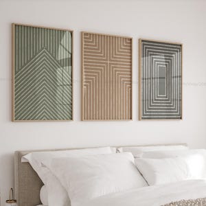Mid Century Christian Wall Art Set Green Mocha Mousse Bible Verse Home Decor Minimalist Abstract Christian Prints Soft Brown Christian Decor