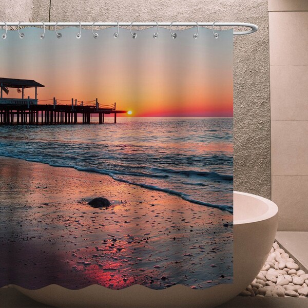 Beach Shower Curtain Etsy