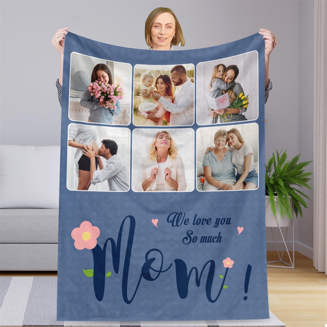 Custom Flannel Blanket With Names Personalized Collage Photo Etsy