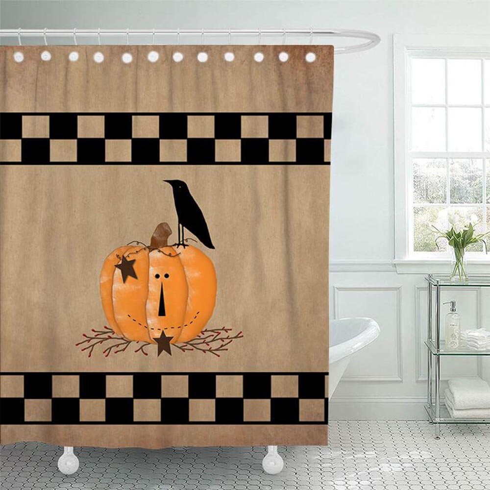 Halloween Shower Curtain for Bathroomhorror Crow Pumpkin Head - Etsy
