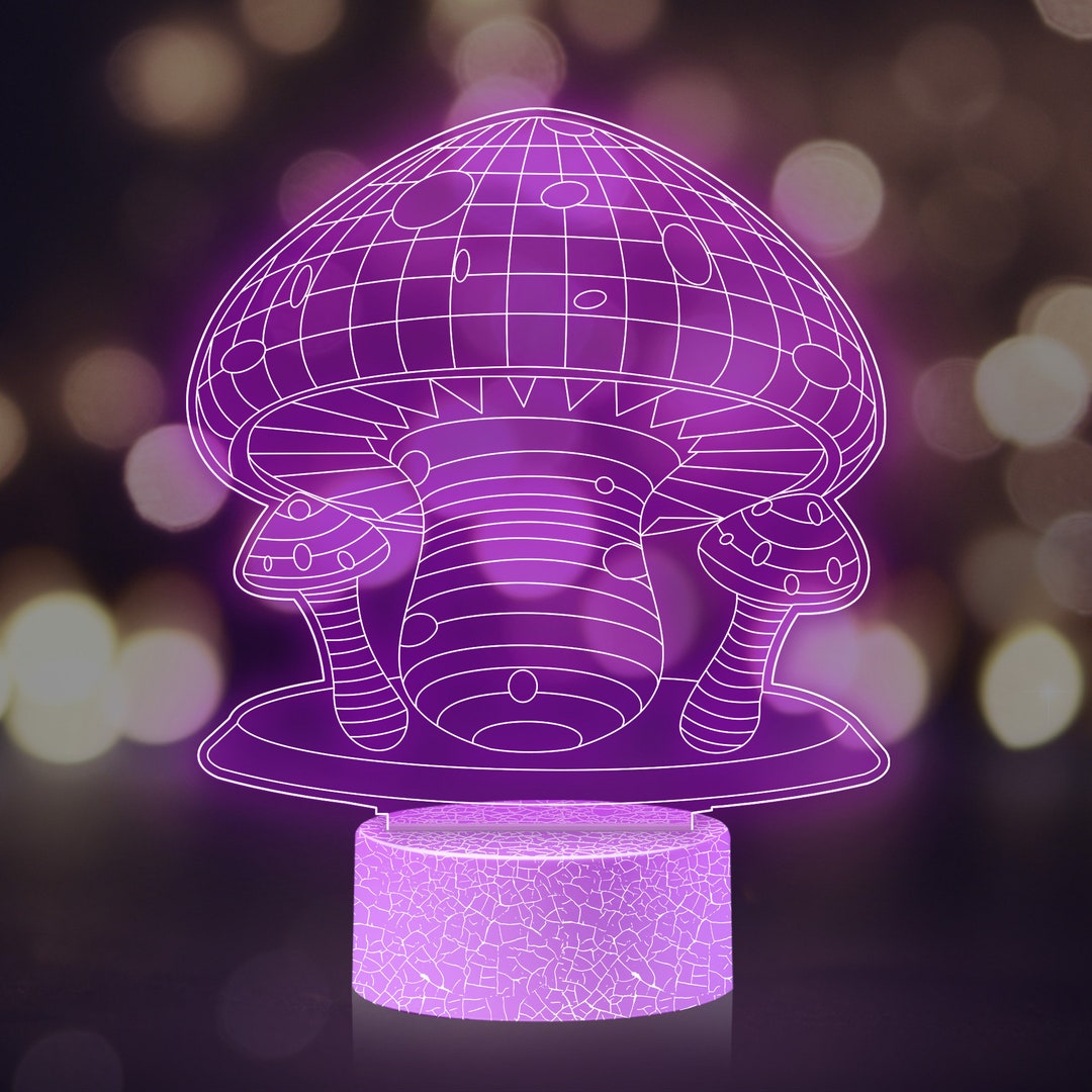 Cute Mushroom Night Lights Led Illusion Sleep Lamp With 7 Etsy
