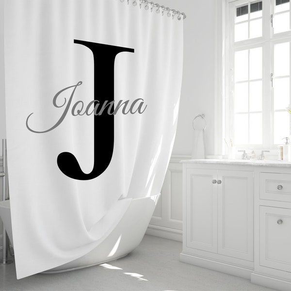 Monogrammed Shower Curtain Etsy