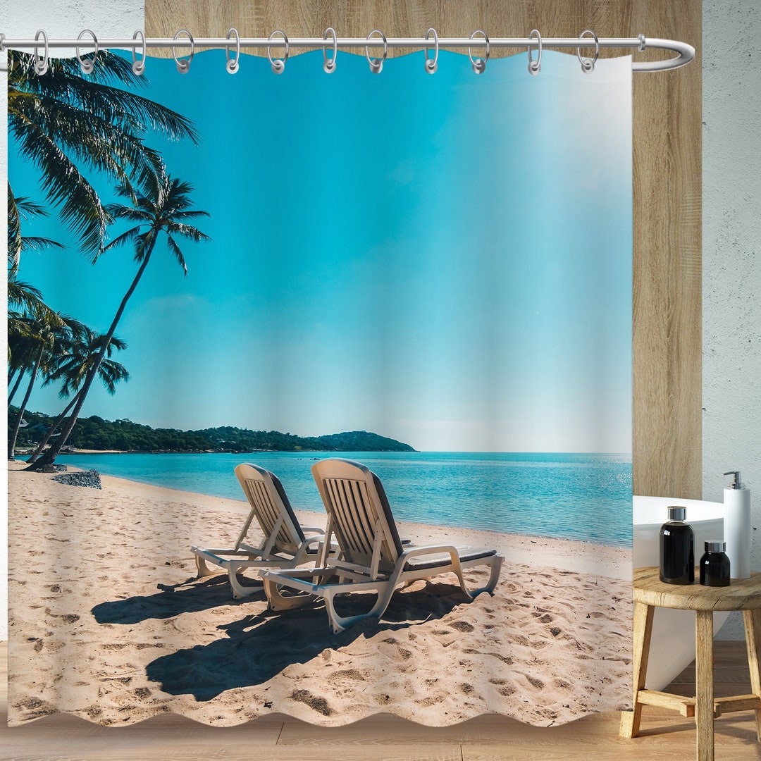 Modern Casual Style Art Shower Curtains Summer Beach Palm Etsy