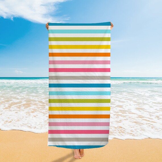 Rainbow Striped Beach Towelbathtowel Pool Towelbeach | Etsy