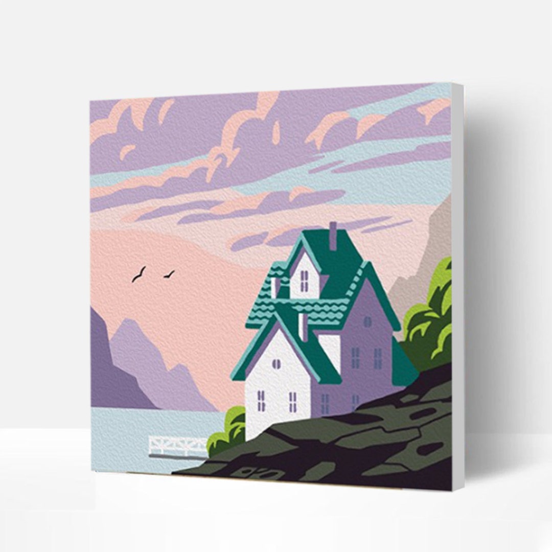 Paint by Numbers Kit for Kids or Beginnersvillage by the Etsy