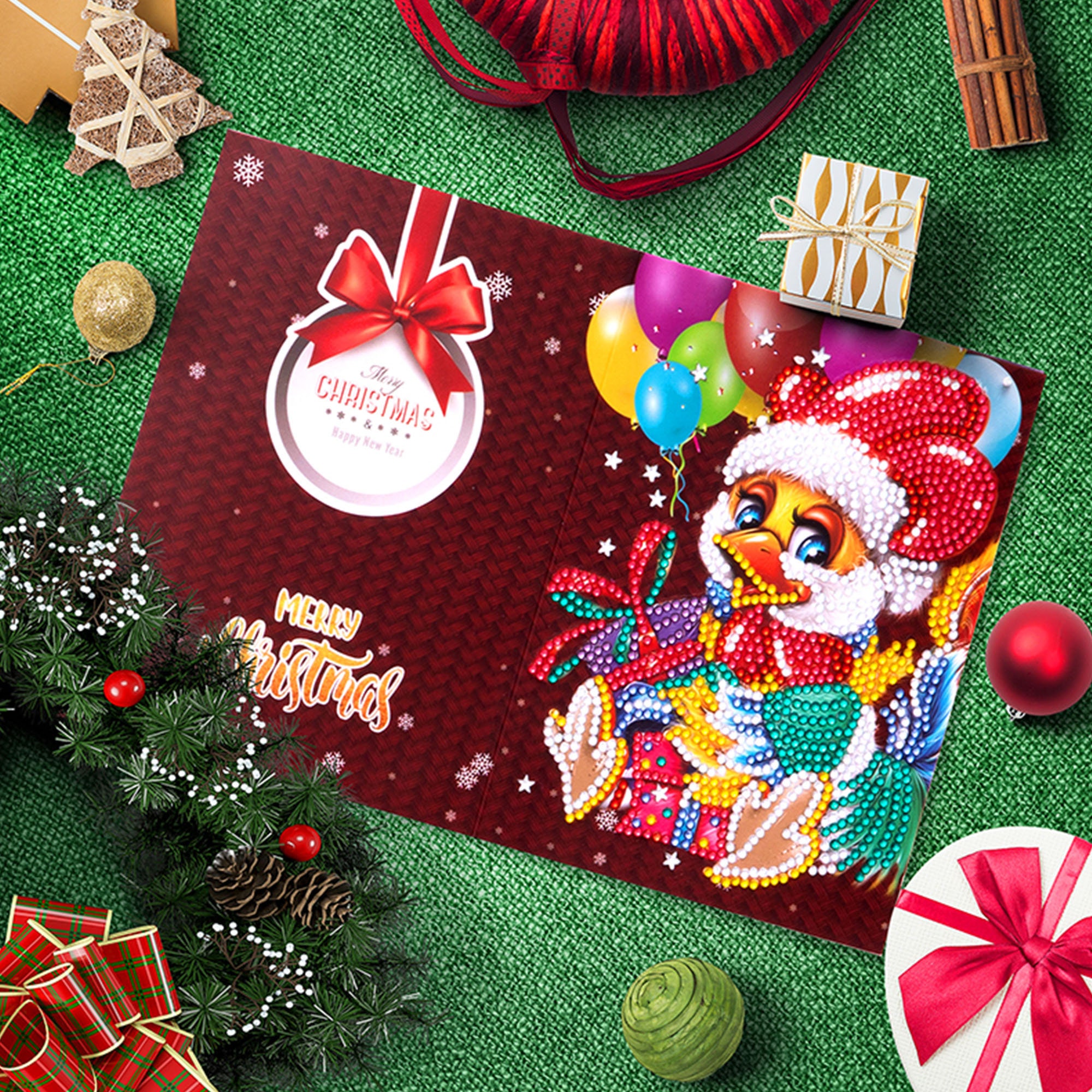 Christmas Santa Claus Snowman Elk Y56 TM 8 Pack Christmas Greeting Cards Cartoon DIY 5D Diamond Painting Handmade Paper Cards Festival Gifts 