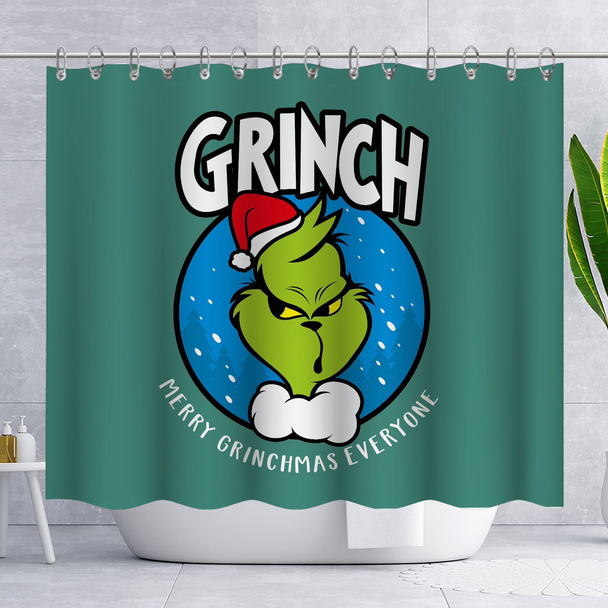 Grinch Christmas Christmas Shower Curtain for Bathroom Waterproof