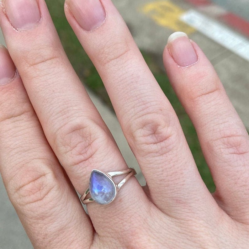 Sterling Silver Ring Boho Ring Moonstone Ring Natural Moonstone Gemstone Ring Casual Wear Ring Dainty Ring Handmade Ring Boho Ring