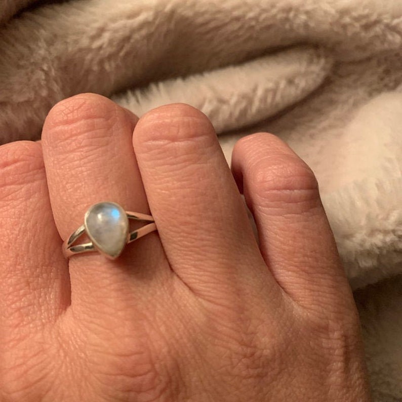 Sterling Silver Ring Boho Ring Moonstone Ring Natural Moonstone Gemstone Ring Casual Wear Ring Dainty Ring Handmade Ring Boho Ring