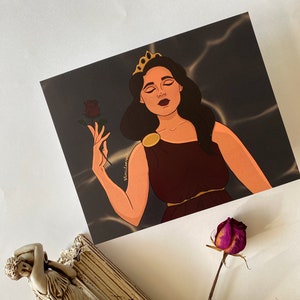 persephone, greek goddess of spring & queen of the underworld, greek mythology, goddess art, perfect for mythology fans, matte print