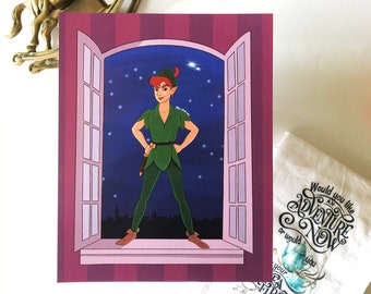 peter pan, vintage disney, classic, off to neverland, perfect gift for disney fans, matte print