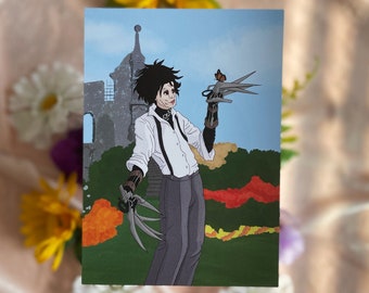 edward scissorhands, disney, classic, tim burton, perfect gift for halloween and tim burton fans, matte print