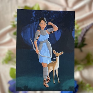 Artemis, griechische Göttin des Mondes und der Jagd, griechische Mythologie, Göttinnenkunst, perfekt für Mythologie-Fans, matter Druck