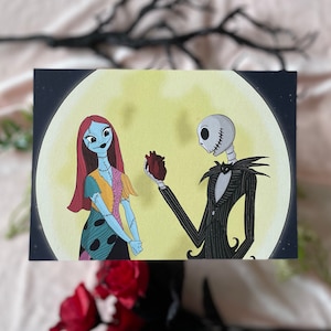 jack & sally, disney, classic, tim burton, perfect gift for halloween and tim burton fans, matte print