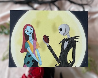 jack & sally, disney, classic, tim burton, perfect gift for halloween and tim burton fans, matte print
