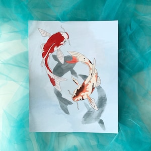 koi, watercolor print, nature, perfect gift for nature lovers, matte print