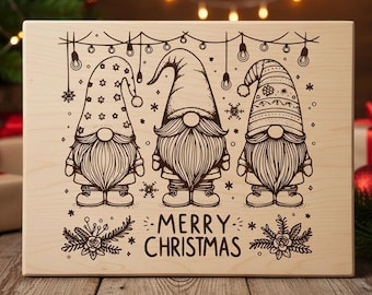 Gnome SVG Design: Christmas Laser File (Cutting Board & Tray Use)
