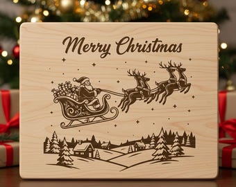 Merry Christmas SVG File for Laser Engraving on Cutting Board
