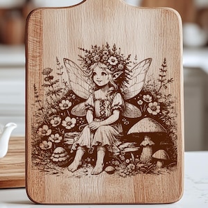 Fairy Laser Engraving File: Fae Cutting Board SVG Design (Digital Download)
