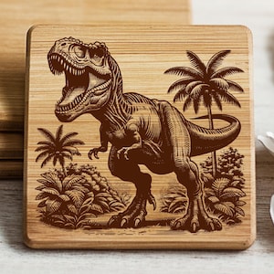 Dinosaur SVG File, TRex Laser Files, Dino Laser Engraving file, Engrave Vector File for Wood, Cutting Board SVG Design