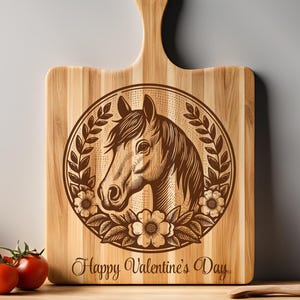 Floral Horse SVG Laser File, Engraving Design for Cutting board, Horse Vector for Charcuterie Board Svg, Wood Coaster, Kitchen Decor