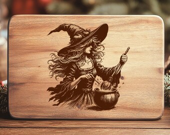Halloween Witch SVG File for Laser Engraving on Cutting Board, Instant Digital Download