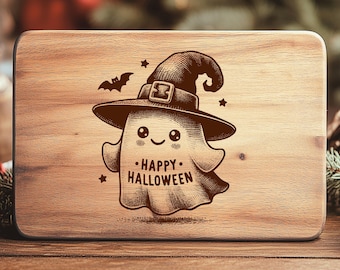 Halloween Ghost SVG Laser File: Engraving Design for Cutting Board ( Instant Download )