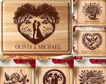 Valentines Svg Bundle Wedding Laser files, Love Design for Cutting Board SVG, Couple Gift Engraving Heart Anniversary Personalized Design