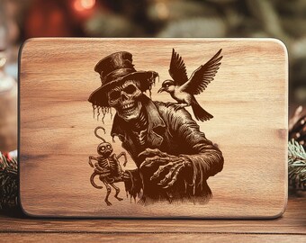 Halloween Spooky SVG Laser Engraving file for Wood Cutting Board, Instant Digital Download