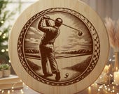 Golf SVG Laser Engraving File, Golf Ball Laser File Svg, Golfer Player Design, Wood Engrave file, Golfing Etching Cutting Board SVG