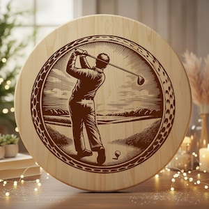 Golf SVG Laser Engraving File, Golf Ball Laser File Svg, Golfer Player Design, Wood Engrave file, Golfing Etching Cutting Board SVG