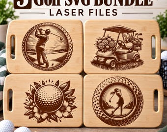 5 Golf SVG Laser Engraving files, Golf Bundle, Designs for Cutting Board