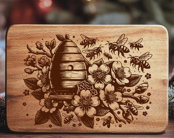 Bienenstock SVG Laser-Datei für Schneidebrett SVG Gravurdatei für Charcuterie Brett svg Biene Laser-Datei Bienenstock Laser Vektor Honigbiene svg