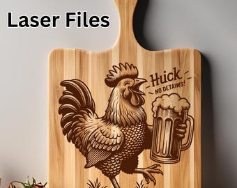 Funny Chicken Laser File: SVG Engraving Design for Cutting Board