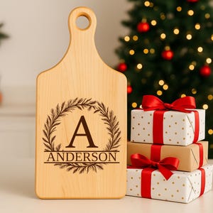 Monogrammed Charcuterie Board SVG, Laser Engraving files for Cutting Board, Wedding Personalized Gift SVG, Floral Alphabet SVG
