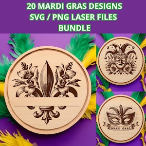 Mardi Gras SVG Bundle, Laser Engraving Bundle Designs, Custom PNG Mardi Gras Laser files Vector, Fleur de lis SVG - Digital Download