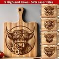 Highland Cow Laser Files SVG, Cutting Board SVG, Highlander Cow Laser Engraving Bundle, Charcuterie Board Svg, Floral Baby Cow product logo