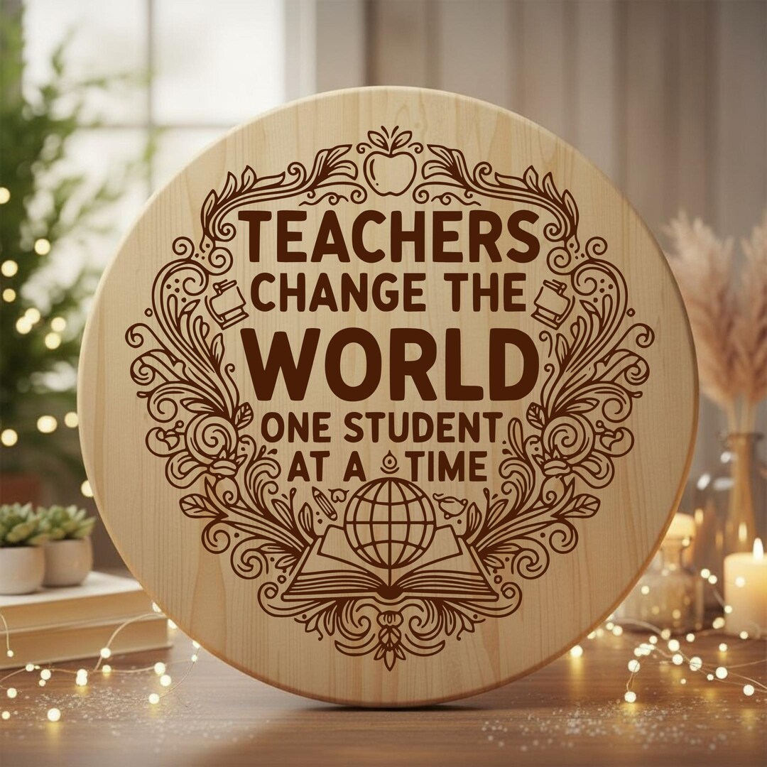 Teachers Change the World SVG File - Laser Cut Design for Wood Boards ...