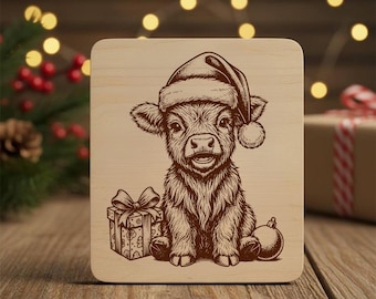 Christmas Highland Cow SVG Laser File