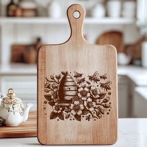 Cutting board SVG, charcuterie board, bee hive svg, Wild honey bees, laser engraving file, laser files
board laser design, bumble bee svg, bee svg laser, queen bee svg, beekeeper gift svg, bee coaster svg
bee cutting board